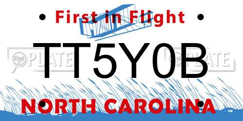 TT5Y0B North Carolina License Plate