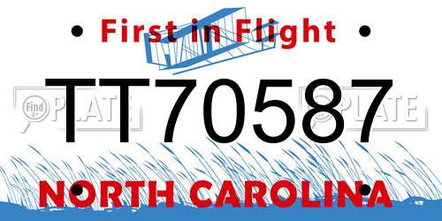 TT70587 North Carolina License Plate