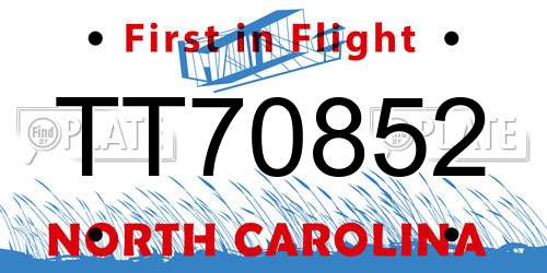 TT70852 North Carolina License Plate