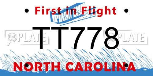 TT778 North Carolina License Plate