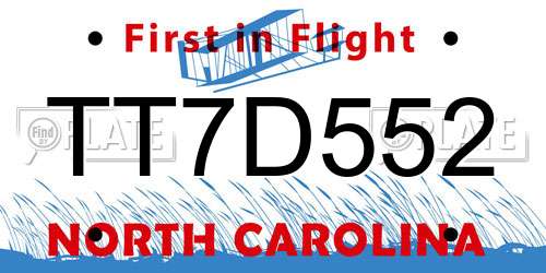 TT7D552 North Carolina License Plate