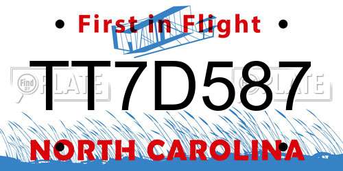 TT7D587 North Carolina License Plate