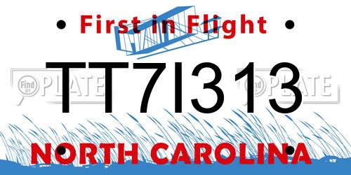 TT7I313 North Carolina License Plate