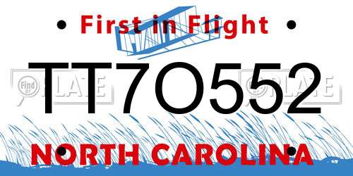 TT7O552 North Carolina License Plate