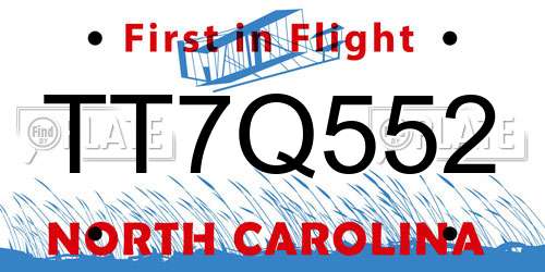 TT7Q552 North Carolina License Plate