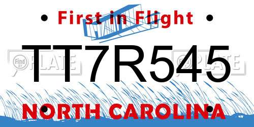 TT7R545 North Carolina License Plate