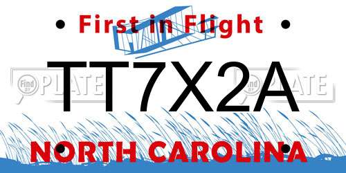 TT7X2A North Carolina License Plate