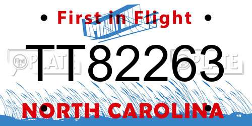 TT82263 North Carolina License Plate