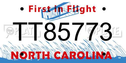 TT85773 North Carolina License Plate