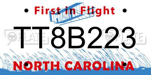 TT8B223 North Carolina License Plate