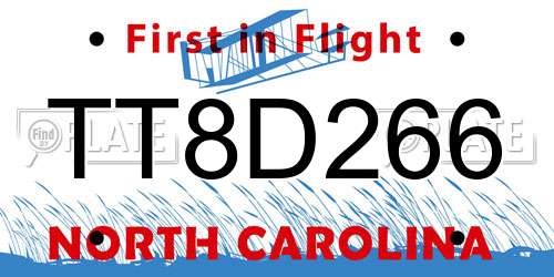 TT8D266 North Carolina License Plate
