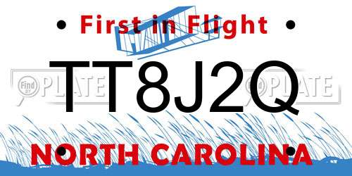 TT8J2Q North Carolina License Plate