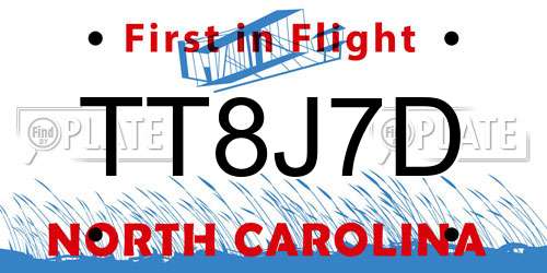 TT8J7D North Carolina License Plate