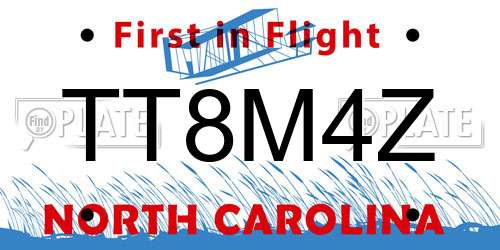 TT8M4Z North Carolina License Plate