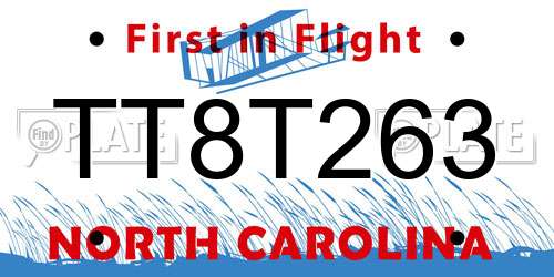 TT8T263 North Carolina License Plate