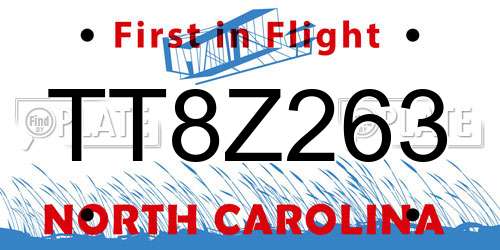 TT8Z263 North Carolina License Plate