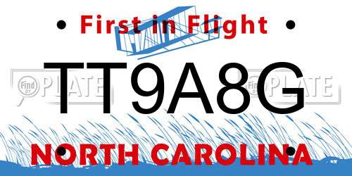 TT9A8G North Carolina License Plate