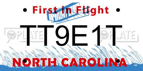 TT9E1T North Carolina License Plate