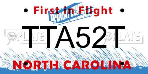 TTA52T North Carolina License Plate