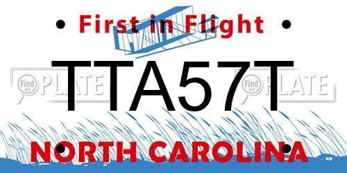 TTA57T North Carolina License Plate