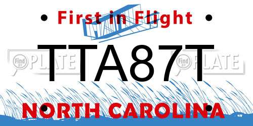TTA87T North Carolina License Plate