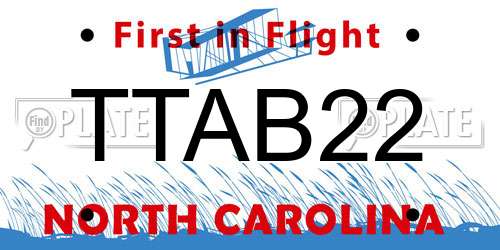 TTAB22 North Carolina License Plate