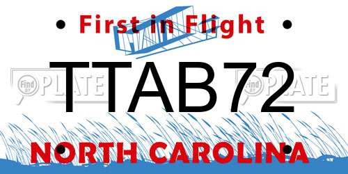 TTAB72 North Carolina License Plate