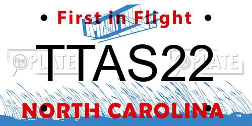TTAS22 North Carolina License Plate