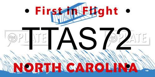 TTAS72 North Carolina License Plate