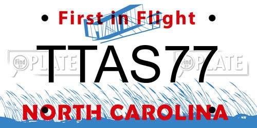 TTAS77 North Carolina License Plate