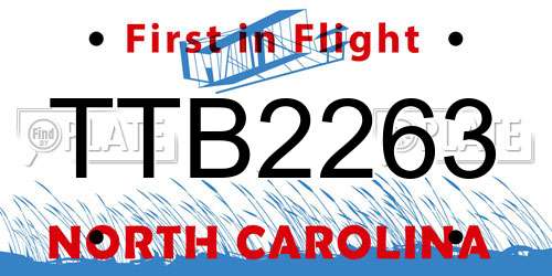 TTB2263 North Carolina License Plate