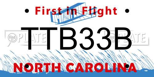 TTB33B North Carolina License Plate