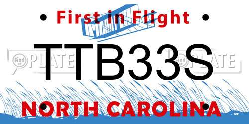 TTB33S North Carolina License Plate
