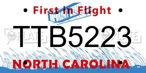 TTB5223 North Carolina License Plate