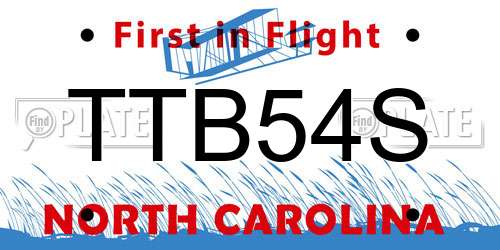 TTB54S North Carolina License Plate