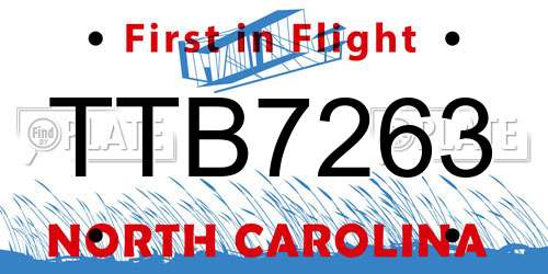 TTB7263 North Carolina License Plate