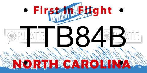 TTB84B North Carolina License Plate
