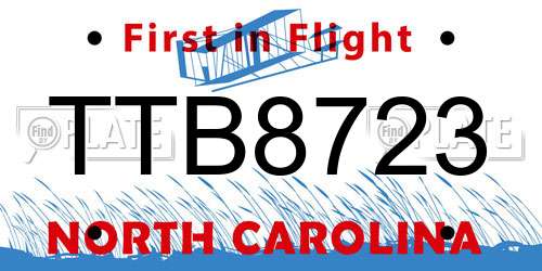 TTB8723 North Carolina License Plate