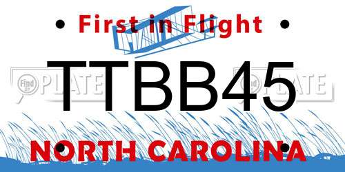 TTBB45 North Carolina License Plate