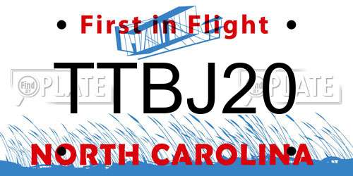 TTBJ20 North Carolina License Plate