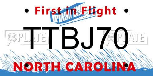 TTBJ70 North Carolina License Plate