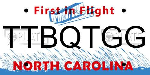 TTBQTGG North Carolina License Plate