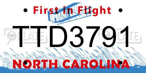 TTD3791 North Carolina License Plate