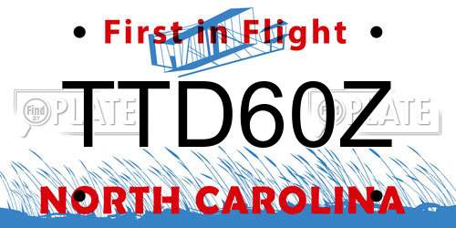 TTD60Z North Carolina License Plate