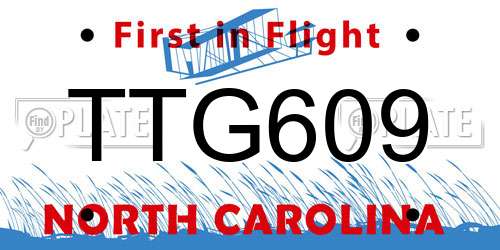 TTG609 North Carolina License Plate