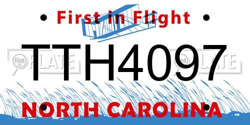 TTH4097 North Carolina License Plate