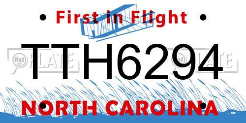 TTH6294 North Carolina License Plate