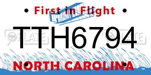 TTH6794 North Carolina License Plate
