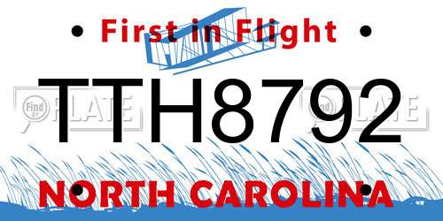 TTH8792 North Carolina License Plate