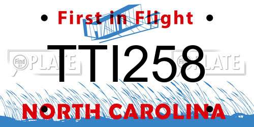 TTI258 North Carolina License Plate